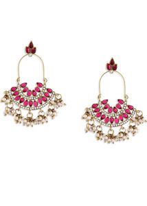 Pink Kundan Austrian Diamond &amp; Beads Dangle Ethnic