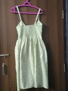 Light Green Leaf Print Button-Front Dress