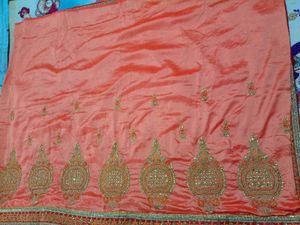 Elegant Peach Embroidered Saree❤️❤️