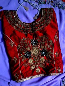 Designer Red Embroidered Blouse