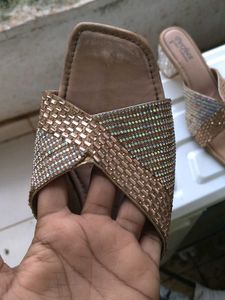 Sparkly Embellished Block Heel Slides