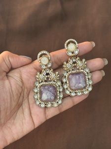 Elegant Purple Stone Earrings