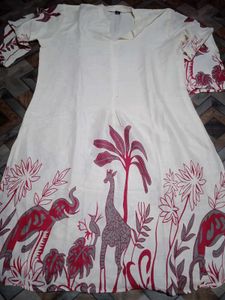 Elegant Cream Kurta Set with Elephant Print