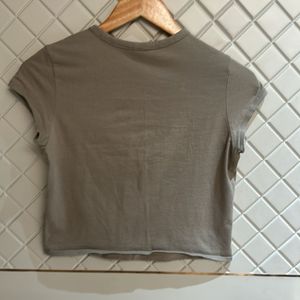 Olive Green Cropped T-Shirt