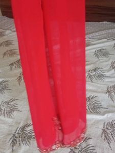 Red Ethnic Dress with Mirror Work