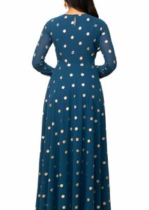 Elegant Teal Polka Dot Anarkali Suit
