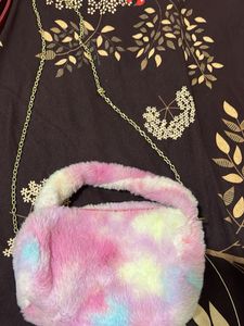 Cute Tie-Dye Faux Fur Handbag