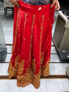 Red Embroidered Blouse and lehenga