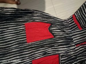 Chic Striped Maxi Kurta with Red Pockets