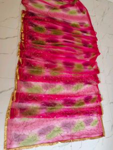 Stunning Pink Tie-Dye sarees with Golden Borders