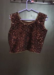 Elegant Sequin Top &amp; Printed Skirt Set