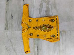 Vibrant Yellow Lucknow Chikan & Kantha work Kurta