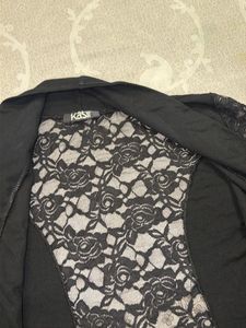 Elegant Black Lace Sleeve Peplum Top