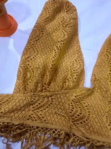 Yellow Lace Fringe Crop Top