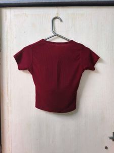 Maroon V-Neck T-Shirt