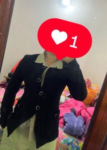 Solid Black Tweed Tailored Jacket