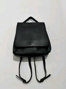 Chic Black Faux Leather Backpack
