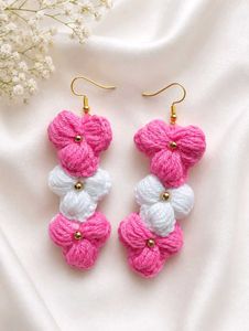 Boho Floral Yarn Dangle Earrings