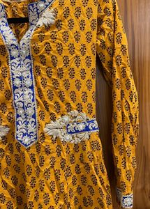 kaya boutique mustard Yellow Printed Anarkali Gown