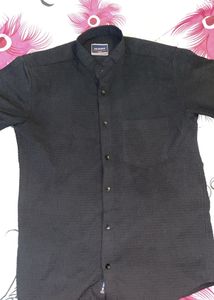 Men's Black Textured Casual Shirt