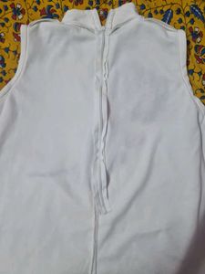 White Rose Embroidered High-Low Sleeveless Tunic