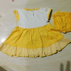 Cute Baby Girl's Yellow Dress Set