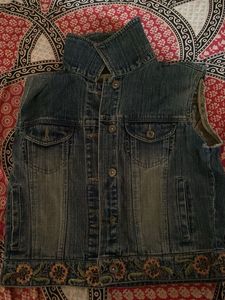 Embroidered Denim Vest