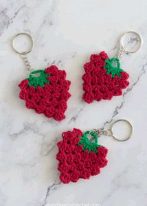 Crochet Strawberry Keychain