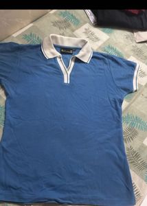 Chic Blue Collared Polo Shirt