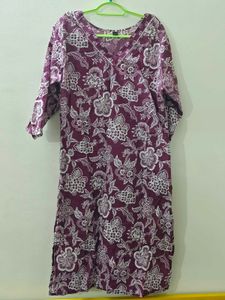 V-Neck Floral Print Kurta