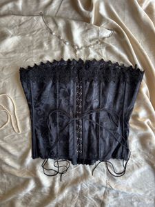 Lace Trimmed Brocade Corset Top