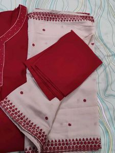 Elegant Red  Suit with Pearl Handwork