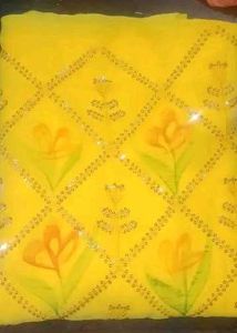 Yellow Floral Kurta dress materials