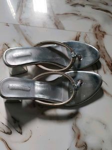 Silver Embellished Thong Sandals