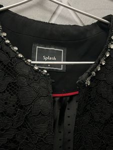 Black Lace Jacket with Fringe