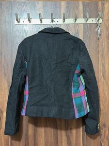 Stylish Plaid Accent Cropped Blazer
