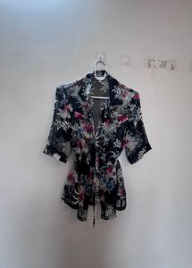 Sheer Floral Kimono Style Top