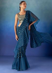 Georgette ready to wear ruffle Saree Set