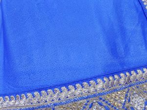 Net Blue &amp; Gold Saree