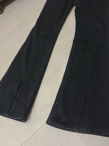 Black Flared Jeans with Slits