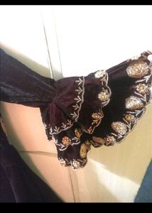 Exquisite Royal Velvet Embroidered Gown