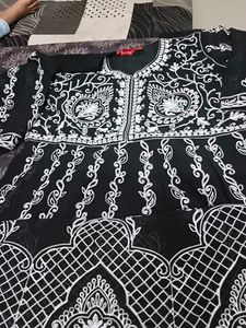Black Kurta with White Embroidery