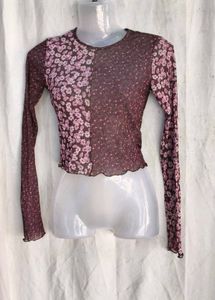 I. Sheer Floral Print Long Sleeve Top