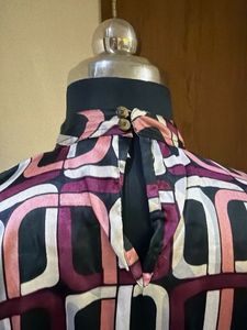Chic Geometric Print Peplum Blouse