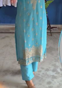 sky Blue kamiz duppta trouser sets