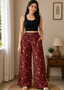 Maroon Printed Palazzo Pants