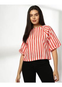 Striped Mock Neck Long Sleeve Top