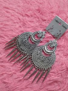 Boho Silver Tassel Dangle Earrings