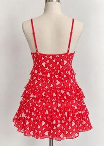 Red Heart Print Babydoll Nightwear