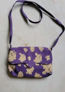 Purple Floral canvas  Sling Bag
